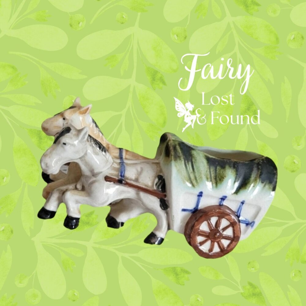 Occupied Japan Planter Horses & Cart